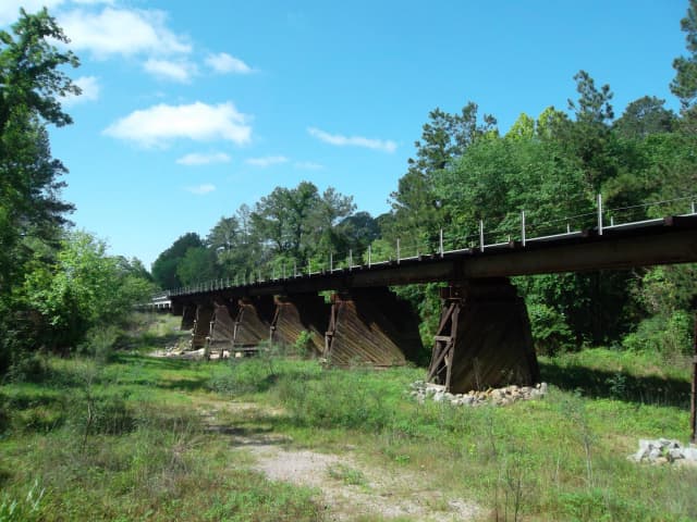 Railroad bridge over Caney Creek near New Caney, Texas