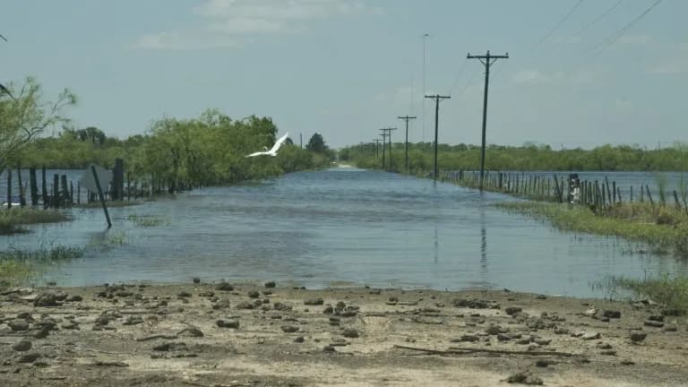 Water covering a road in Texas