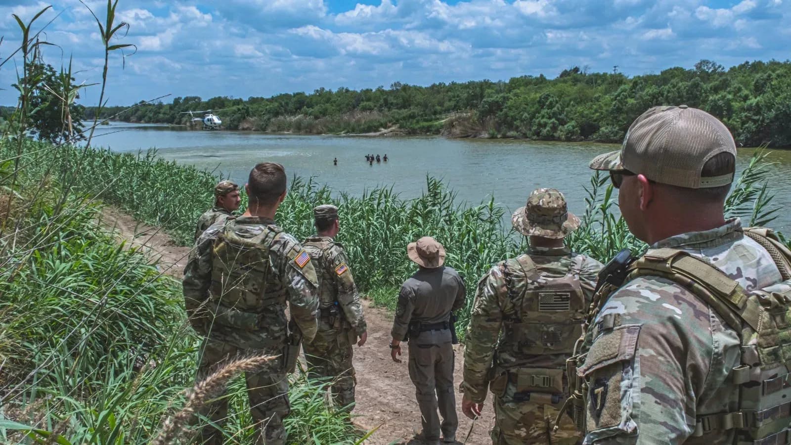 Texas National Guard members along the Rio Grande