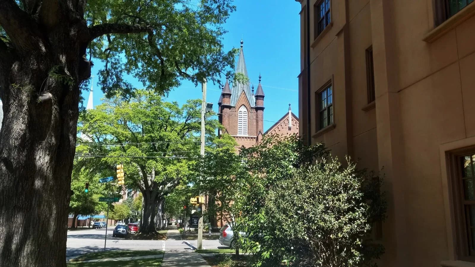 Washington Street United Methodist Church, a Gothic brick church in Columbia, South Carolina
