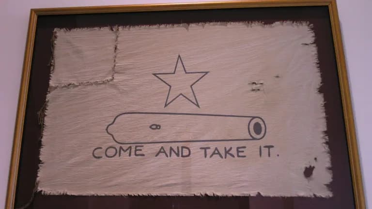 A replica of the Gonzales "Come and Take It" flag