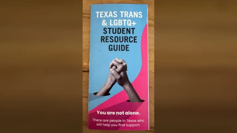 Cover of the Texas Trans and LGBTQ+ Student Resource Guide mailer