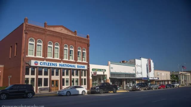 Historic brick commercial buildings in downtown Elgin, Texas