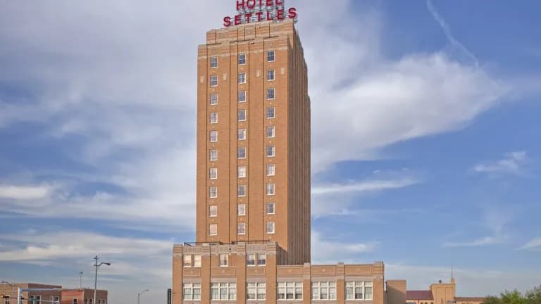 The Hotel Settles tower in downtown Big Spring, Texas
