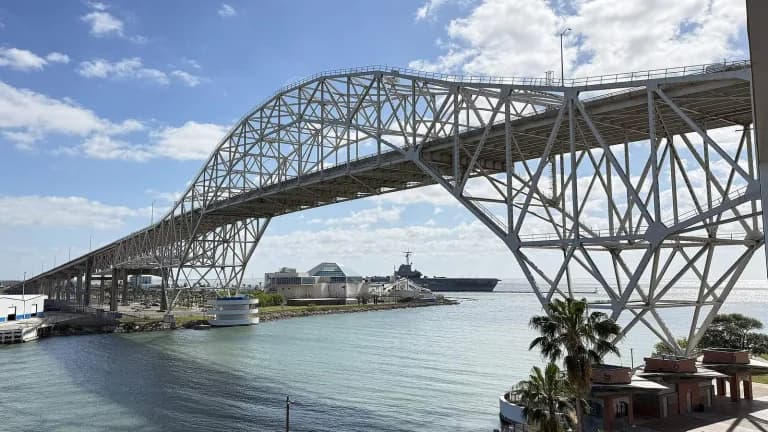 The Harbor Bridge spanning the ship channel in Corpus Christi