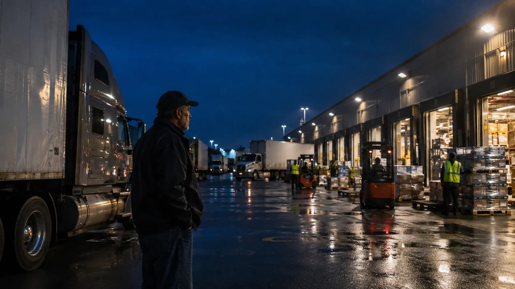Night shift worker keeping essential services running after midnight