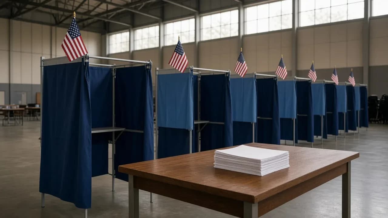 Voting booths in a community hall