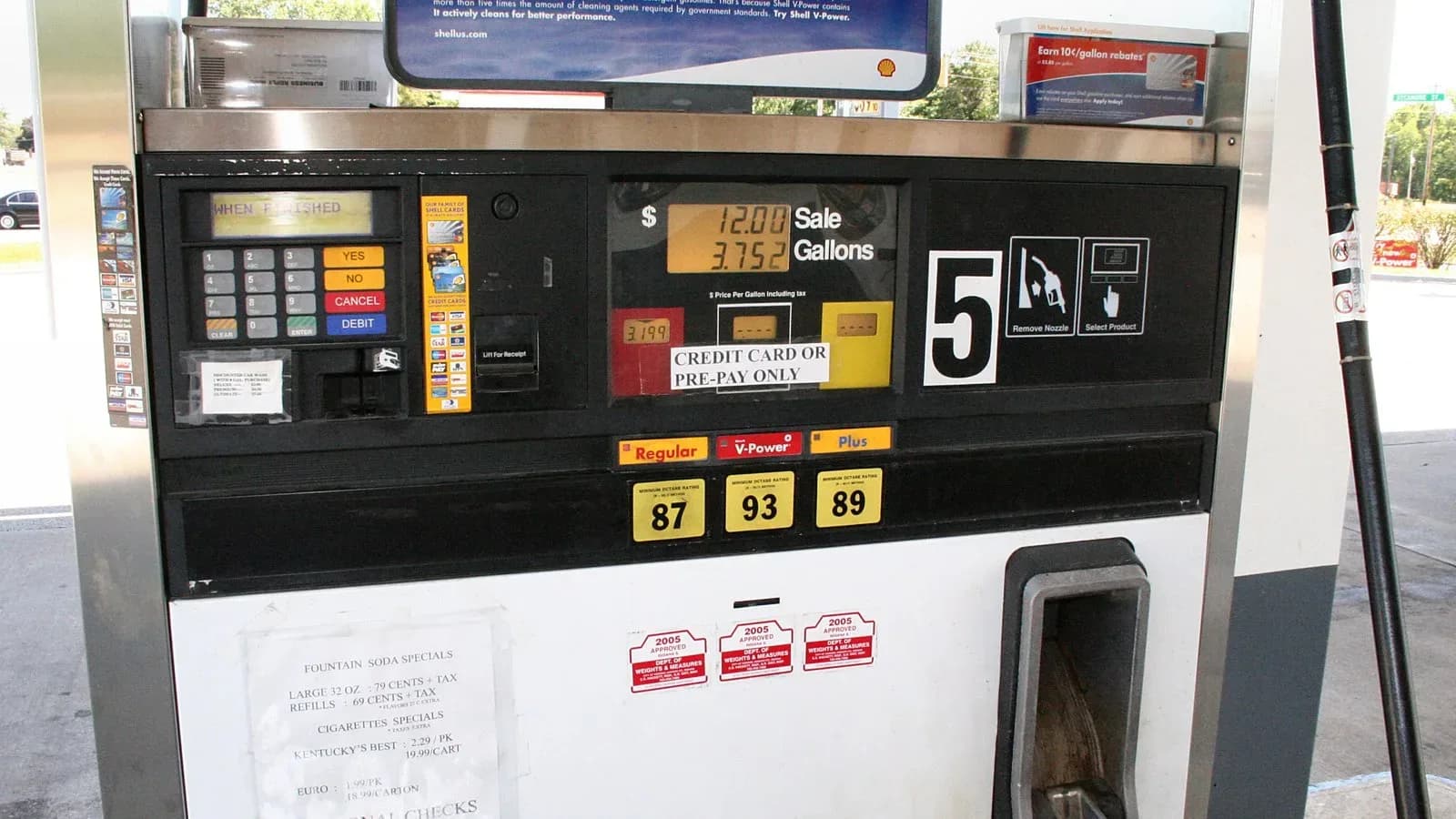 A pay-at-the-pump gasoline pump at a filling station