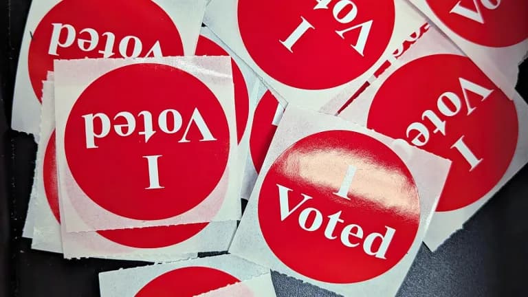 A pile of I Voted stickers