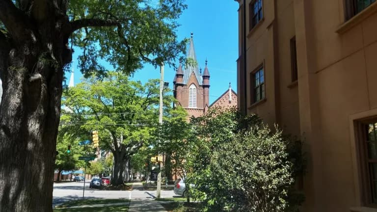 Washington Street United Methodist Church, a Gothic brick church in Columbia, South Carolina