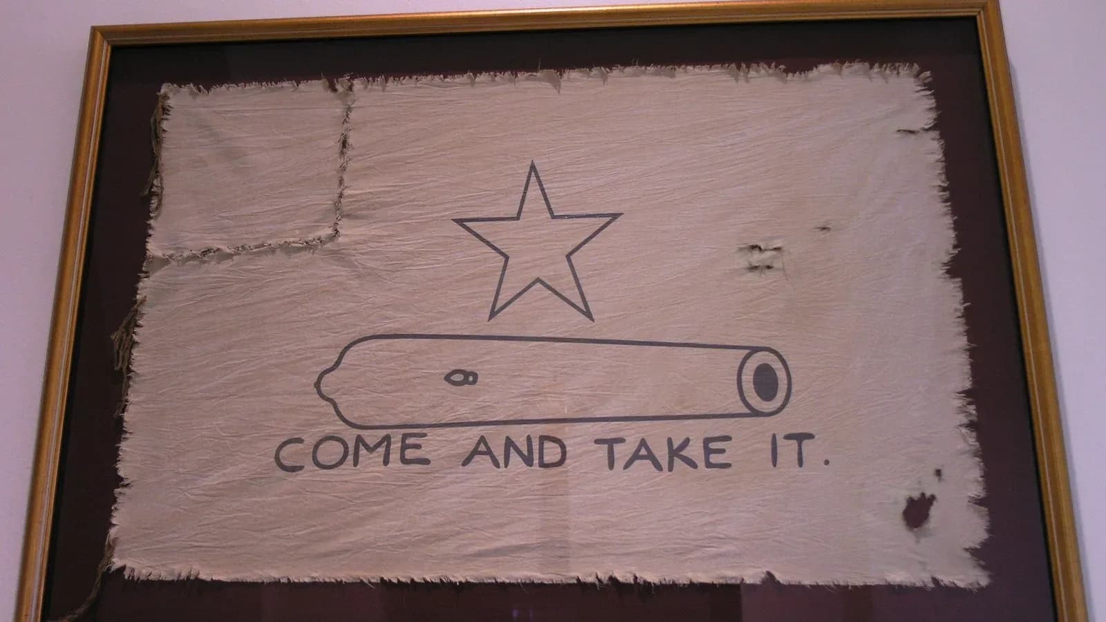 A replica of the Gonzales "Come and Take It" flag
