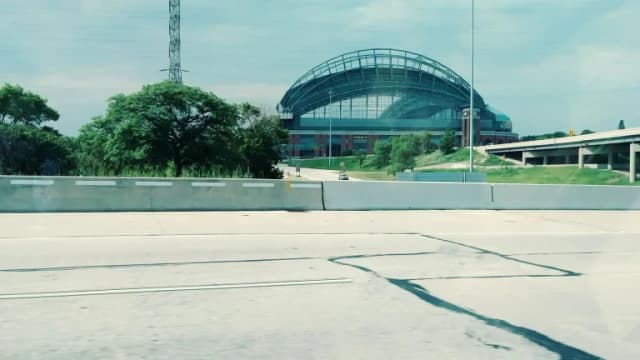 American Family Field, home of the Milwaukee Brewers, seen from Interstate 94
