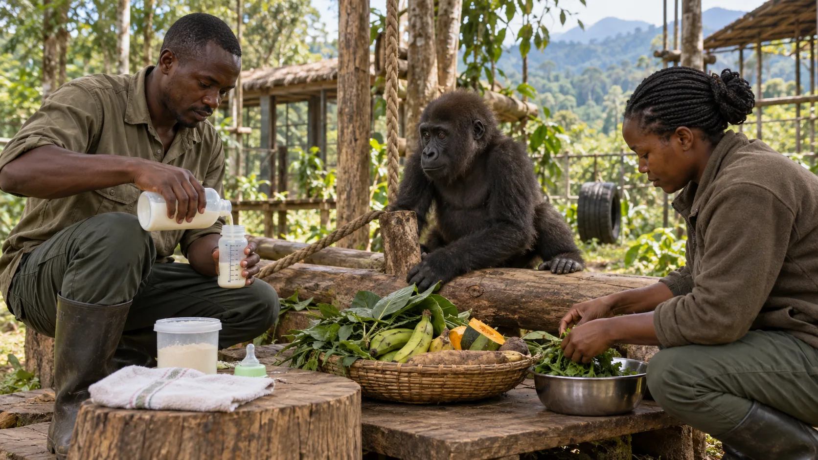 Dedicated Congolese caregivers gave the orphaned Lulingu the round-the-clock support she needed to recover.
