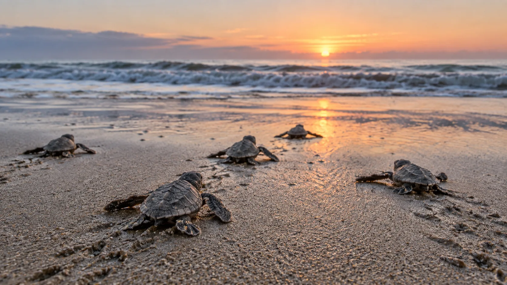 An illustrative future view of hatchlings reaching the Pacific. The California eggs had not hatched at publication.