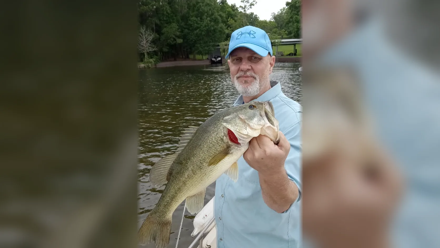 Bryan holds a largemouth bass during a Lake Conroe fishing trip.