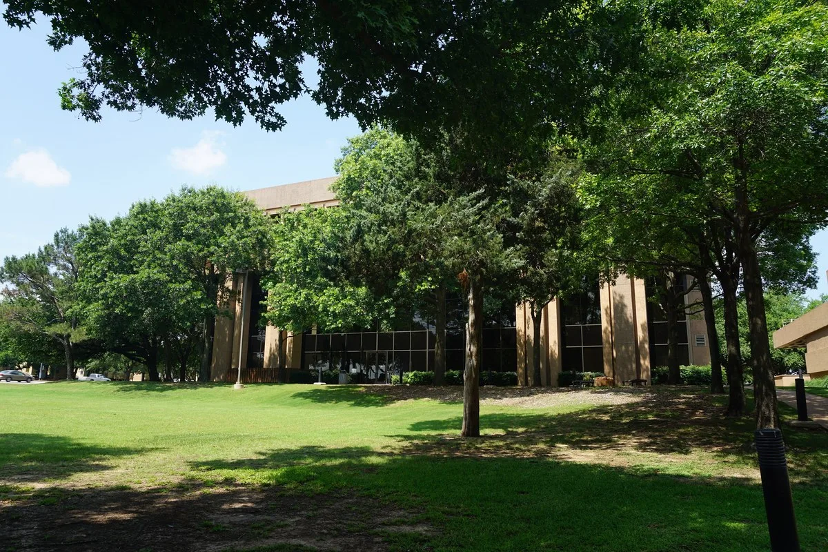 Irving City Hall, a modern building with a curved facade